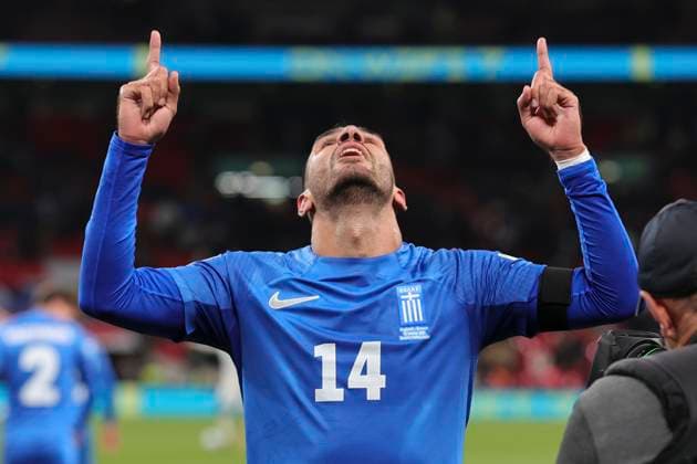 England v Greece UEFA Nations League Vangelis Pavlidis of Greece celebrates scoring his sides 2nd goal during the UEFA Nations League Group F match at Wembley Stadium, London UK Newspapers OUT Copyright: xPaulxChestertonx FIL-20749-0089