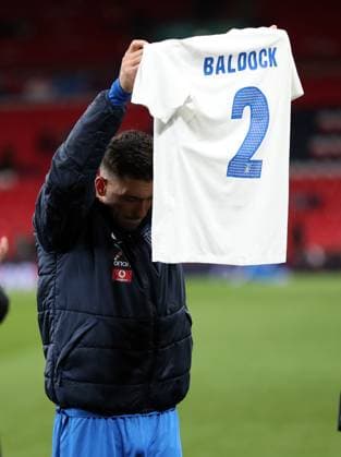 Anastasios Bakasetas of Greece holds up George Baldock shirt England v Greece - UEFA Nations League - League B - Group 2. Football. Wembey Stadium, London. UK. 10 OCT 2024 Editorial use only  Copyright: xJASONPIX Shutterstockx 14774704ar