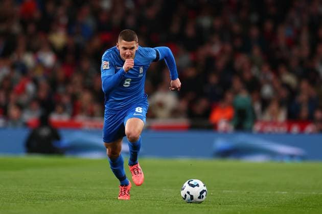 10th October 2024; Wembley Stadium, London, England; Nations League, League B, Group 2 International Football, England versus Greece; Christos Tzolis of Greece  ActionPlus12702313 ShaunxBrooks