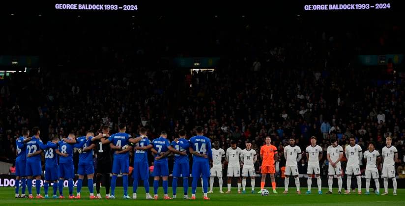 England v Greece, London, UK - 10 Oct 2024 A minute silence is held following the death of George Baldock during the UEFA Nations League match between England and Greece on 10th October 2024 at Wembley Stadium, London London Wembley Stadium London GBR Copyright: xFrankiexOKeeffe PPAUKx PPA-141843