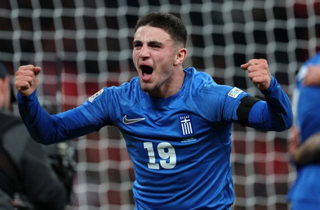 Christos Zafeiris of Greece England v Greece - UEFA Nations League - League B - Group 2. Football. Wembey Stadium, London. UK. 10 OCT 2024 Editorial use only  Copyright: xJASONPIX Shutterstockx 14774704gj