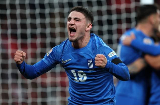 Christos Zafeiris of Greece England v Greece - UEFA Nations League - League B - Group 2. Football. Wembey Stadium, London. UK. 10 OCT 2024 Editorial use only  Copyright: xJASONPIX Shutterstockx 14774704fv