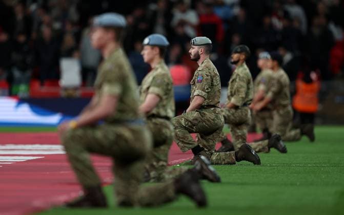 Soldiers England v Greece - UEFA Nations League - League B - Group 2. Football. Wembey Stadium, London. UK. 10 OCT 2024 Editorial use only  Copyright: xJASONPIX Shutterstockx 14774704fl
