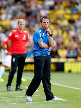 Soccer 2013: Watford v AFC Bournemouth AUG 10 Aug. 10, 2013 - Watford, United Kingdom - Watford s Gianfranco Zola looks on ..Watford v AFC Bournemouth - Championship - Vicarage Road - Watford - England -10 08 2013 - Pic David Klein Sportimage Watford United Kingdom EDITORIAL USE ONLY Copyright: xx ZUMA-20130810_zaf_si1_103.jpg DavidxKleinx csmphoto782809