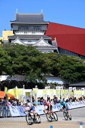 General view, (L-R) Jordan JEGAT (TEN), Lukas NERURKAR (EFE), Anthon CHARMIG (AST), OCTOBER 11, 2024 - Cycling : Kokura Castle Criterium Exhibition Race of 2024 Tour de Kyushu in Kitakyushu, Fukuoka, Japan. Noxthirdxpartyxsales  (269553957)