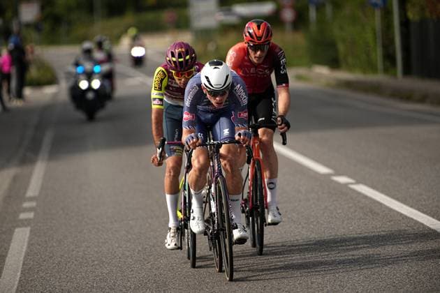 The pack rides cycles during the 118th edition of the Il Lombardia a 255 km one day race from Bergano to Como on October 12, 2024, Italy.  Copyright: xMarcoxAlpozzi LaPressex