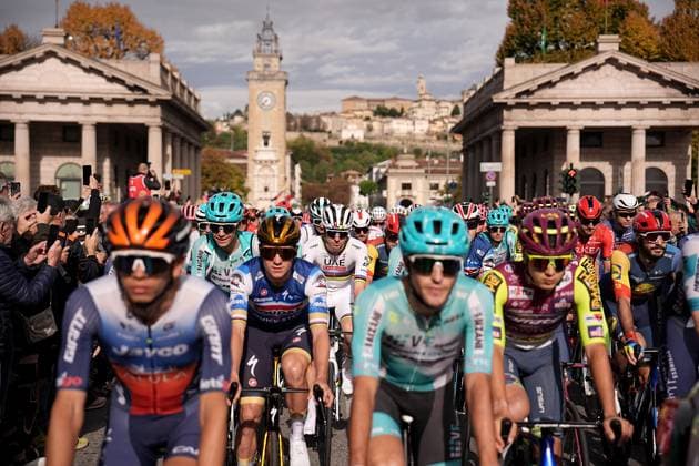 POGACAR Tadej and EVENEPOEL Remco during the 118th edition of the Il Lombardia a 255 km one day race from Bergano to Como on October 12, 2024, Italy.  Copyright: xMarcoxAlpozzi LaPressex