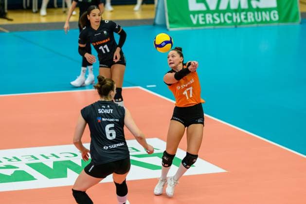 RECORD DATE NOT STATED Kacey Jost (Trikot Nr.17, Ladies in Black Aachen); 1. Volleyball Bundesliga Frauen, USC Muenster vs. Ladies in Black Aachen, Münster am 12.10.2024 Copyright: xBEAUTIFULxSPORTS PeterxWeberx