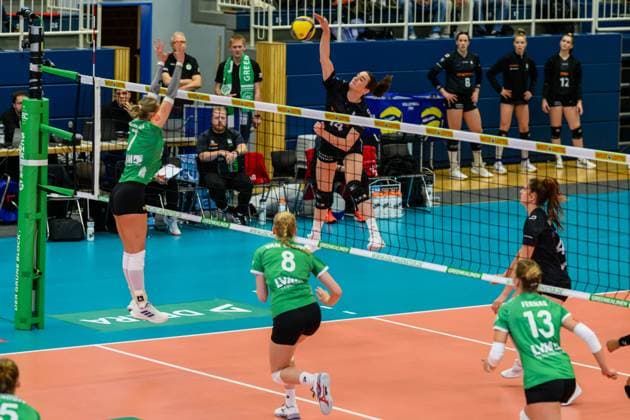 RECORD DATE NOT STATED Nicole van de Vosse (Trikot Nr.14, Ladies in Black Aachen); 1. Volleyball Bundesliga Frauen, USC Muenster vs. Ladies in Black Aachen, Münster am 12.10.2024 Copyright: xBEAUTIFULxSPORTS PeterxWeberx