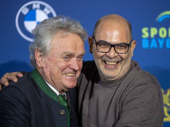 Dieter Josef Sepp MAIER und Hannes RINGLSTETTER, bei der Veranstaltung Bayerischer Sportpreis 2024 , 12.10.2024, in Muenchen, Deutschland, . Quelle Copyright Credit : Oryk HAIST