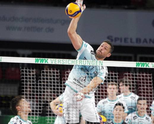 Michael ANDREI (Dueren), He-Volleyballl, Bundesliga 2024 25 WWK Volleys Herrsching vs SWD powervolleys Dueren, 12.10.24, Muenchen, BMW Park, Copyright: WolfgangxFehrmann