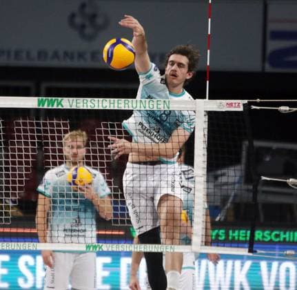 Robin BAGHADY (Dueren), He-Volleyballl, Bundesliga 2024 25 WWK Volleys Herrsching vs SWD powervolleys Dueren, 12.10.24, Muenchen, BMW Park, Copyright: WolfgangxFehrmann