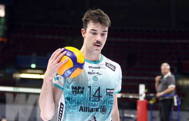 Matthew NEAVES (Dueren), He-Volleyballl, Bundesliga 2024 25 WWK Volleys Herrsching vs SWD powervolleys Dueren, 12.10.24, Muenchen, BMW Park, Copyright: WolfgangxFehrmann