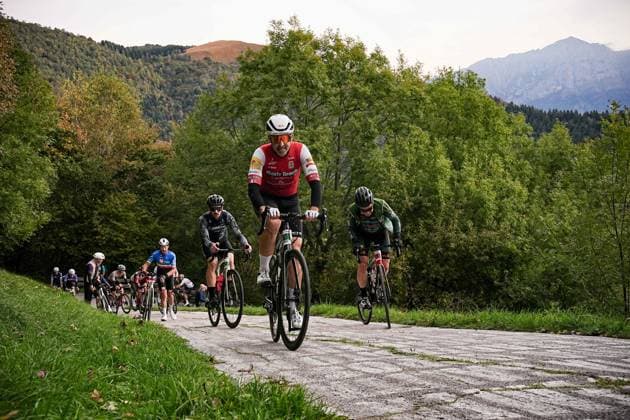Riders during the Gran Fondo ILombardia & x201c;Felice Gimondi& x201d; one day amatour race from Cant& xf9; to Cant& xf9; on October 13, 2024, Italy.  Copyright: xMarcoxAlpozzi xLaPressex