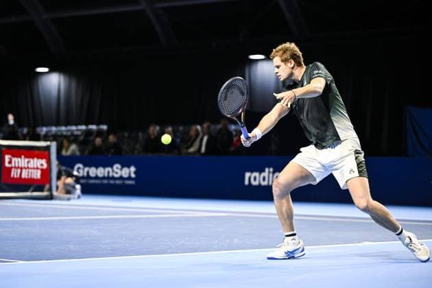 German Yannick Hanfmann pictured in action during the qualifying phase of the European Open Tennis ATP, Tennis Herren tournament, in Antwerp, Sunday 13 October 2024. TOM GOYVAERTS TomxGoyvaerts  x102429721x