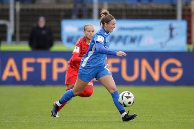 13.10.2024, Hänsch-Arena, Meppen, GER, 2. Frauen-Bundesliga: SV Meppen vs Bayern München II, Ayleen Seyen (SV Meppen 13) DFL REGULATIONS PROHIBIT ANY USE OF PHOTOGRAPHS AS IMAGE SEQUENCES AND OR QUASI-VIDEO. Meppen Niedersachsen Deutschland Hänsch-Arena