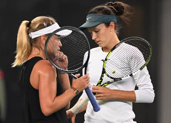 (241013) -- WUHAN, Oct. 13, 2024 -- Anna Danilina Irina Khromacheva (L) communicate during the women s doubles final match between Anna Danilina of Kazakhstan Irina Khromacheva of Russia and Asia Muhammad Jessica Pegula of the United States at the 2024 Wuhan Open tennis tournament in Wuhan, central China s Hubei Province, Oct. 13, 2024. ) (SP)CHINA-WUHAN-TENNIS-WUHAN OPEN-WOMEN S DOUBLES-FINAL(CN) ChengxMin 