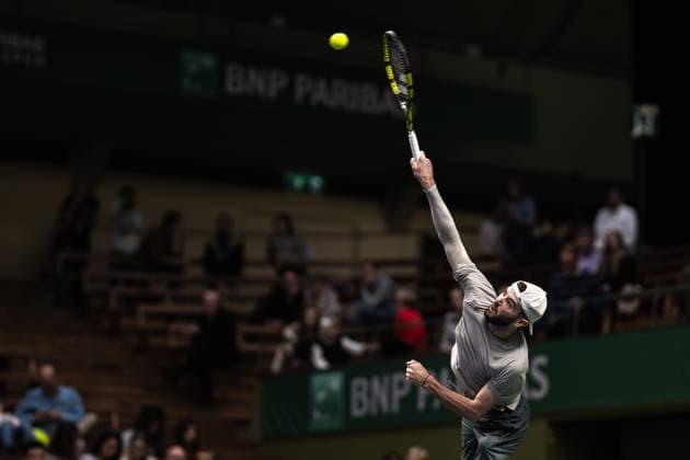241013 Jacob Fearnley of Great Britain competes in a men s singles qualifier tennis match during day 2 of the ATP, Tennis Herren 250 Nordic Open on October 13, 2024 in Stockholm. Photo: Maxim ThorÃ BILDBYRAN kod MT MT0678 tennis nordic open 2 bbeng atp 250 Copyright: MAXIMxTHORE BB241013MT050