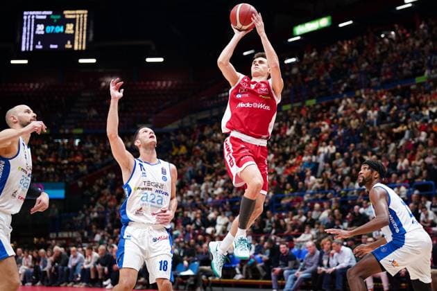 October 13, 2024, Assago (Mi, Milan, Italy: EA7 EMPORIO ARMANI MILANO VS. GERMANI BRESCIA, NELLA FOTO NENAD DIMITRIJEVIC (EA7 EMPORIO ARMANI OLIMPIA MILANO) during EA7 Emporio Armani Milano vs Germani Brescia, Italian Basketball Serie A match in Assago (MI), Italy, October 13 2024 BASKET - Serie A - EA7 Emporio Armani Milano vs Germani Brescia  - ZUMAs349 20241013_zsa_s349_055 Copyright: xSimonexLucarelli IpaxSportx xIpax