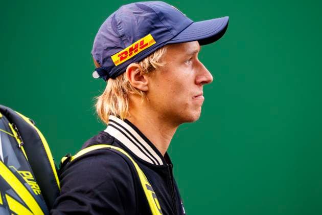 STOCKHOLM, SVERIGE 20241014 Leo Borg i par med Adam Heinonen som möter Gonzalo Escobar och Diego Hidalgo (Ecuador) under BNP Paribas Nordic Open pa Kungliga tennishallen i Stockholm. STOCKHOLM SVERIGE x12056x