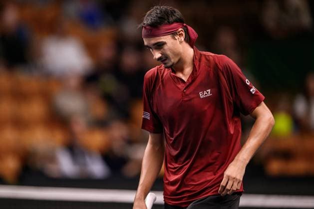 241014 Lorenzo Sonego of Italy competes in a men s singles tennis match during day 3 of the ATP, Tennis Herren 250 Nordic Open on October 14, 2024 in Stockholm. Photo: Jesper Zerman BILDBYRAN kod JZ JZ0576 tennis nordic open 3 bbeng Copyright: JESPERxZERMAN BB241014JZ057