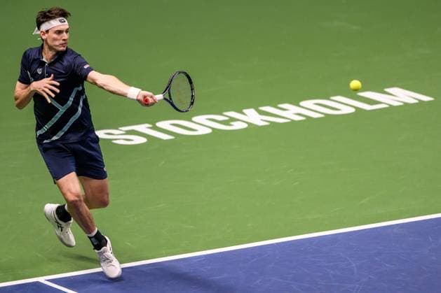 Sport Bilder des Tages 241014 Marc-Andrea Huesler of Switzerland competes in a men s singles tennis match during day 3 of the ATP, Tennis Herren 250 Nordic Open on October 14, 2024 in Stockholm. Photo: Jesper Zerman BILDBYRAN kod JZ JZ0576 tennis nordic open 3 bbeng Copyright: JESPERxZERMAN BB241014JZ064