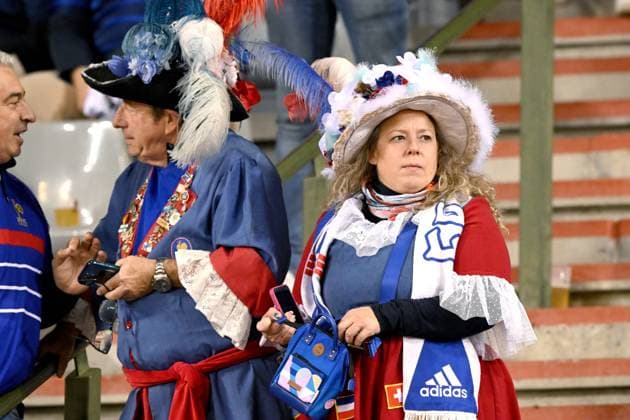 BRUSSELS - French supporters prior to the UEFA Nations League match between Belgium and France at the King Baudouin Stadium on Oct. 14, 2024 in Brussels, Belgium. ANP Hollandse Hoogte UEFA Nations League 2024 25 League A Group A2 2024 25 xVIxANPxSportx xGerritxvanxKeulenxIVx 510899789 originalFilename: 510899789.jpg