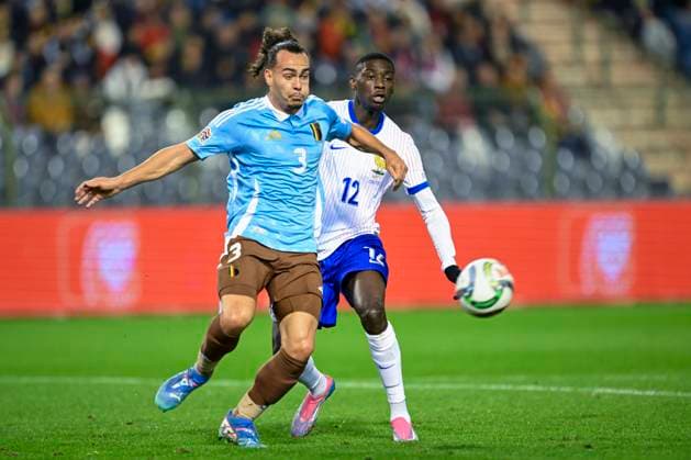Belgium v France - UEFA Nations League 14 10 2024 BRUSSELS, BELGIUM - OCTOBER 14 : Kolo Muani Randal forward of France and Theate Arthur defender of Belgium in action during the UEFA Nations League tournament League A Phase Group A2 match between Belgium and France on October 14, 2024 in Brussels, Belgium, 14 10 2024 Brussels Belgium  Copyright: xNicoxVereeckenx