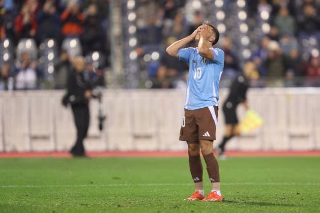 Belgium v France - UEFA Nations League 14 10 2024 BRUSSELS, BELGIUM - OCTOBER 14 : Trossard Leandro forward of Belgium showing dejection during the UEFA Nations League tournament League A Phase Group A2 match between Belgium and France on October 14, 2024 in Brussels, Belgium, 14 10 2024 Brussels Belgium  Copyright: xTomasxSiskx
