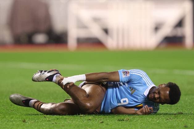 Belgium v France - UEFA Nations League 14 10 2024 BRUSSELS, BELGIUM - OCTOBER 14 : Openda Lois forward of Belgium injured during the UEFA Nations League tournament League A Phase Group A2 match between Belgium and France on October 14, 2024 in Brussels, Belgium, 14 10 2024 Brussels Belgium  Copyright: xTomasxSiskx