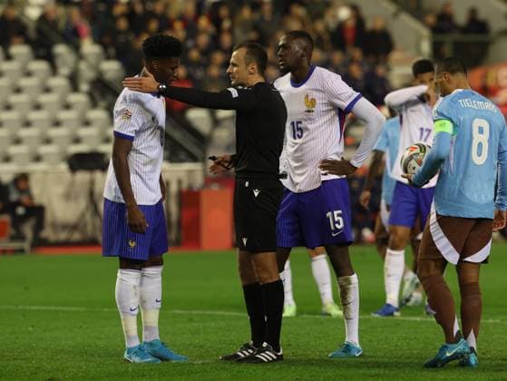 BRUXELLE : BELGIQUE VS FRANCE PHOTOPQR VOIX DU NORD BAZIZ CHIBANE ; 14 10 2024 ; BRUXELLE - Le : 14 10 2024 - Les joueurs de l equipe de France de football lors du match de ligue des nations contre la Belgique au stade du roi beaudoin . PHOTO : BAZIZ CHIBANE LA VOIX DU NORD UEFA Nations League League A, Group A2 football match between Belgium and France, at the King Baudouin Stadium in Brussels, on October 14, 2024. NORD France  Copyright: xPHOTOPQR VOIXxDUxNORD MAXPPPxBAZIZxCHIBANEx 20241014VDN3448 20241014VDN3448