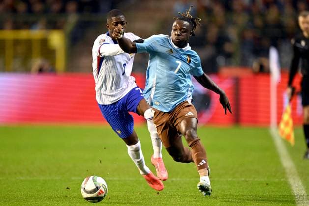 BRUSSELS - (l-r) Ousmane Dembele of France, Jeremy Doku of Belgium during the UEFA Nations League match between Belgium and France at the King Baudouin Stadium on Oct. 14, 2024 in Brussels, Belgium. ANP Hollandse Hoogte UEFA Nations League 2024 25 League A Group A2 2024 25 xVIxANPxSportx xGerritxvanxKeulenxIVx 510902536 originalFilename: 510902536.jpg