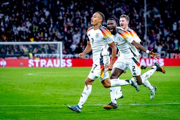 Bilder des Jahres 2024, Sport 10 Oktober Sport Themen der Woche KW42 Sport Bilder des Tages Germany midfielder Jamie Leweling scores the 1-0, and celebrating the goal during the match Germany - Netherlands at the Allianz Arena for the UEFA Nations League, League phase, Matchday 4 season 2024-2025 in MUNICH, Germany on 14 oktober 2024, (photo by Marcel van Dorst EYE4images DeFodi Images) not used in POL SRB CRO FRA GBR NED ITA USA Defodi-746_195281 *** Germany midfielder Jamie Leweling scores the 1 0, and celebrating the goal during the match Germany Netherlands at the Allianz Arena for the UEFA Nations League, League phase, Matchday 4 season 2024 2025 in MUNICH, Germany on 14 oktober 2024, photo by Marcel van Dorst EYE4images DeFodi Images not used in POL SRB CRO FRA GBR NED ITA USA Defodi 746 195281 Defodi-746 not used in POL SRB CRO FRA GBR NED ITA USA