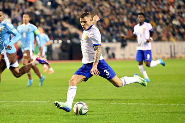 BRUSSELS - Lucas Digne of France during the UEFA Nations League match between Belgium and France at the King Baudouin Stadium on Oct. 14, 2024 in Brussels, Belgium. ANP Hollandse Hoogte UEFA Nations League 2024 25 League A Group A2 2024 25 xVIxANPxSportx xGerritxvanxKeulenxIVx 510906943 originalFilename: 510906943.jpg