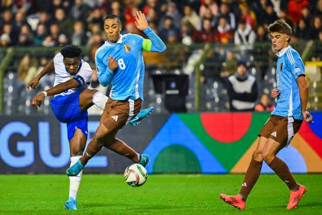 Belgium v France - UEFA Nations League 14 10 2024 BRUSSELS, BELGIUM - OCTOBER 14 : Tielemans Youri midfielder of Belgium in action during the UEFA Nations League tournament League A Phase Group A2 match between Belgium and France on October 14, 2024 in Brussels, Belgium, 14 10 2024 Brussels Belgium  Copyright: xVincentxKalutx