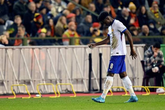 BRUSSELS - Aurelien Tchouameni of France walks off the pitch during the UEFA Nations League match between Belgium and France at the King Baudouin Stadium on Oct. 14, 2024 in Brussels, Belgium. ANP Hollandse Hoogte UEFA Nations League 2024 25 League A Group A2 2024 25 xVIxANPxSportx xGerritxvanxKeulenxIVx 510907547 originalFilename: 510907547.jpg