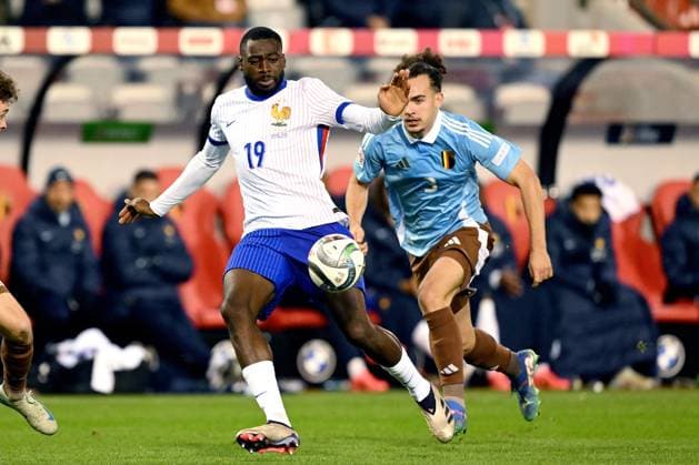 BRUSSELS - (l-r) Youssouf Fofana of France, Arthur Theate of Belgium during the UEFA Nations League match between Belgium and France at the King Baudouin Stadium on Oct. 14, 2024 in Brussels, Belgium. ANP Hollandse Hoogte UEFA Nations League 2024 25 League A Group A2 2024 25 xVIxANPxSportx xGerritxvanxKeulenxIVx 510907896 originalFilename: 510907896.jpg