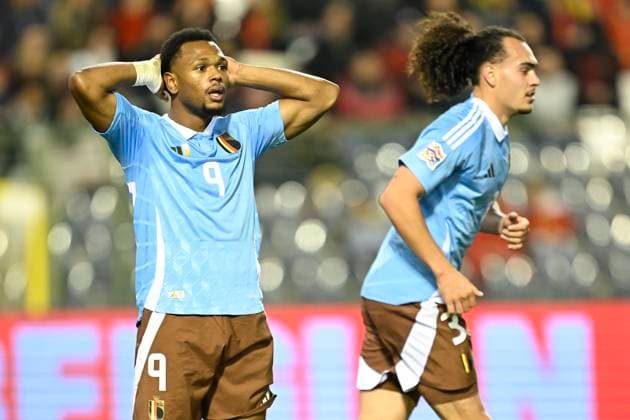 Belgium v France - UEFA Nations League 14 10 2024 BRUSSELS, BELGIUM - OCTOBER 14 : Openda Lois forward of Belgium can not believe the missed opportunity during the UEFA Nations League tournament League A Phase Group A2 match between Belgium and France on October 14, 2024 in Brussels, Belgium, 14 10 2024 Brussels Belgium  Copyright: xNicoxVereeckenx