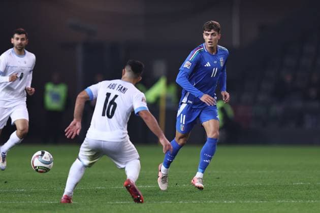 Daniel Maldini (Italy)Mohammad Abu Fani (Israel) during the UEFA Nations League 2024 2025 match between Italy 4-1 Israel at Friuli Stadium on October 14, 2024 in Udine, Italy. Noxthirdxpartyxsales  (269887251)