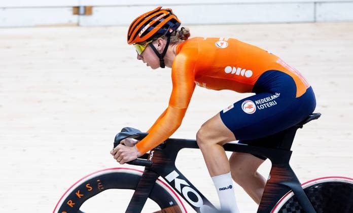 BALLERUP - Lorena Wiebes during a training session prior to the World Track cycling, Rad, Radsport, Bahnrad, Bahn Championships at the Ballerup Super Arena. ANP IRIS VAN DEN BROEK xVIxANPxSportx xxANPxIVx 510950379 originalFilename: 510950379.jpg