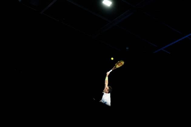 Spanish Roberto Bautista-Agut pictured in action during a tennis match in the round of 32 of the singles competition at the ATP, Tennis Herren European Open Tennis tournament in Antwerp, Tuesday 15 October 2024. JASPERxJACOBS  x102615663x
