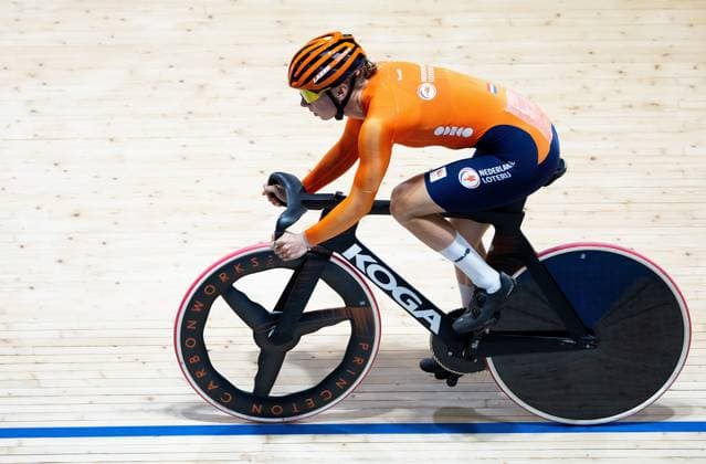 BALLERUP - Lorena Wiebes during a training session prior to the World Track cycling, Rad, Radsport, Bahnrad, Bahn Championships at the Ballerup Super Arena. ANP IRIS VAN DEN BROEK xVIxANPxSportx xxANPxIVx 510952612 originalFilename: 510952612.jpg