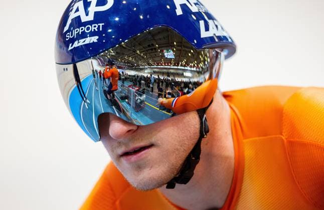 BALLERUP - Jeffrey Hoogland during a training session prior to the World Track cycling, Rad, Radsport, Bahnrad, Bahn Championships at the Ballerup Super Arena. ANP IRIS VAN DEN BROEK xVIxANPxSportx xxANPxIVx 510952806 originalFilename: 510952806.jpg