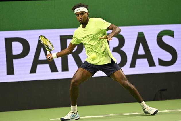 STOCKHOLM, SVERIGE 20241015 Elias Ymer möter Nicolas Jarry, Chile i Nordic Open pa Centre Court i Kungliga Tennishallen. STOCKHOLM SVERIGE x10060x