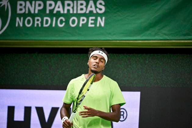 STOCKHOLM, SVERIGE 20241015 Elias Ymer möter Nicolas Jarry, Chile i Nordic Open pa Centre Court i Kungliga Tennishallen. STOCKHOLM SVERIGE x10060x