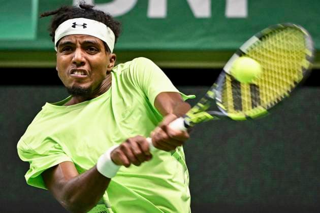 STOCKHOLM, SVERIGE 20241015 Elias Ymer möter Nicolas Jarry, Chile i Nordic Open pa Centre Court i Kungliga Tennishallen. STOCKHOLM SVERIGE x10060x