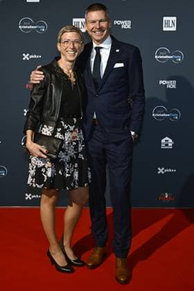 Soudal Quick-Step COO Jurgen Fore and partner pictured on the red carpet at the arrival for the Kristallen Fiets (Crystal Bike - Velo de Cristal) award ceremony for the best cyclists of the 2024 cycling season, organized by Flemish newspaper Het Laatste Nieuws, Tuesday 15 October 2024, in Kruisem. DIRKxWAEM  x102640104x