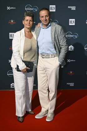 Former cyclist Paul Herygers and Sophie Van Bael pictured on the red carpet at the arrival for the Kristallen Fiets (Crystal Bike - Velo de Cristal) award ceremony for the best cyclists of the 2024 cycling season, organized by Flemish newspaper Het Laatste Nieuws, Tuesday 15 October 2024, in Kruisem. DIRKxWAEM  x102640674x