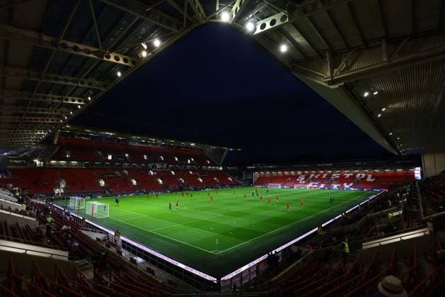 Bristol, England, 15th October 2024. General view inside the stadium prior to the UEFA European Under-21 Championship Qualifier match at Ashton Gate, Bristol. Picture credit should read: Annabel Lee-Ellis Sportimage EDITORIAL USE ONLY. No use with unauthorised audio, video, data, fixture lists, club league logos or live services. Online in-match use limited to 120 images, no video emulation. No use in betting, games or single club league player publications. SPI-3382-0006