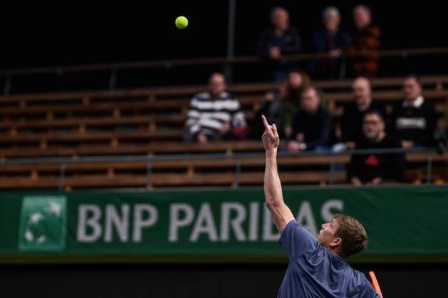 241016 AndrÃ Göransson of Sweden competes in a men s doubles tennis match during day 5 of the ATP, Tennis Herren 250 Nordic Open on October 16, 2024 in Stockholm. Photo: Jesper Zerman BILDBYRAN kod JZ SD0014 tennis atp 250 nordic open day 5 bbeng Copyright: JESPERxZERMAN BB241016JZ011